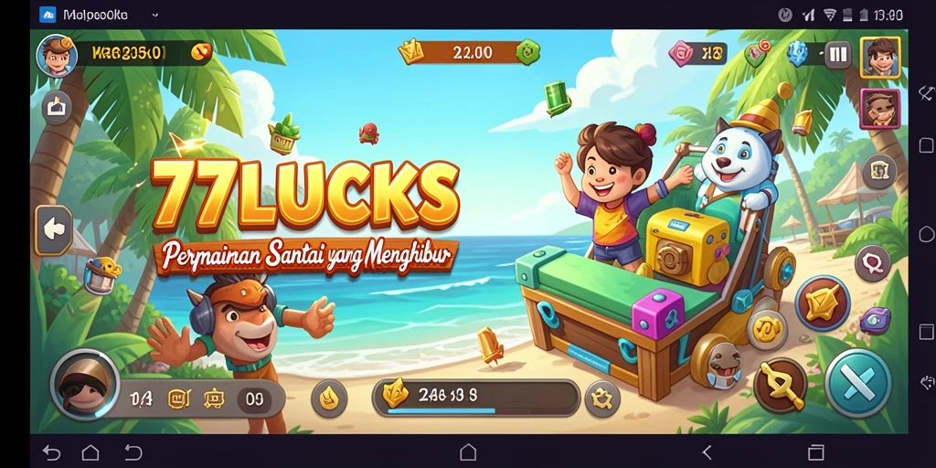 Gameplay santai 77LUCKS yang menghibur dan penuh warna.