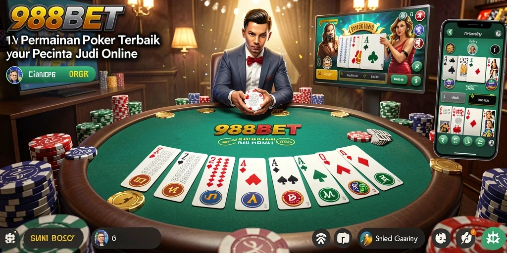 Tampilan gameplay poker yang mengasyikkan di 988BET.