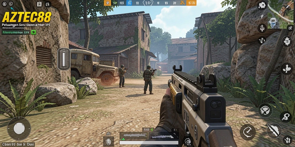 Tampilan gameplay AZTEC88 yang seru dalam pertempuran TPS.