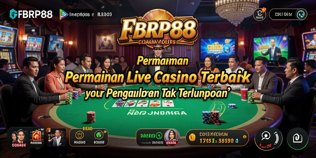 Screenshot gameplay FBRP88 yang menampilkan dealer Live Casino yang menarik.