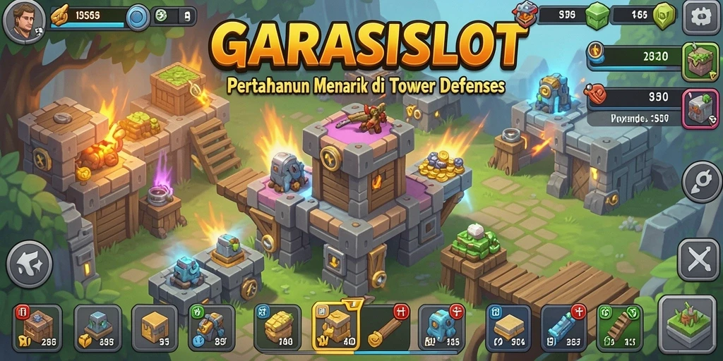Tampilan menarik dari gameplay Tower Defense GARASISLOT dengan menara beragam.