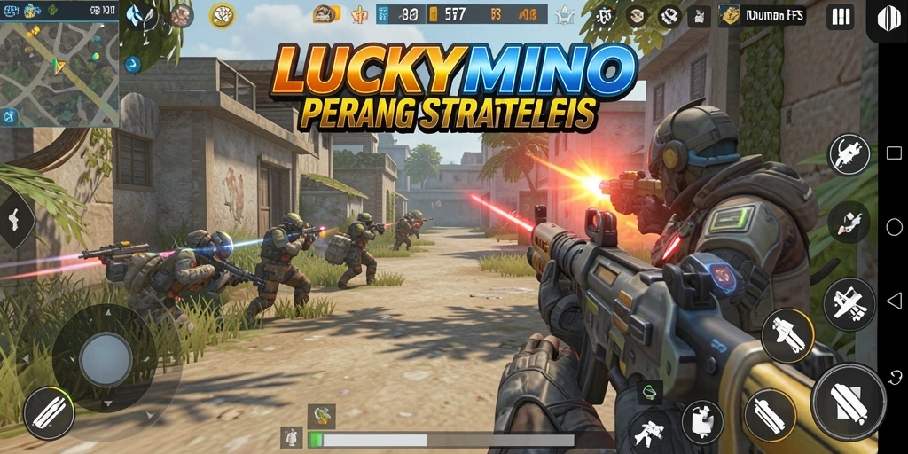 Gameplay intens dan seru LUCKYMINO dengan aksi menembak yang menegangkan.