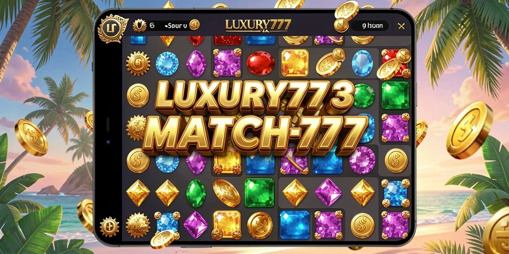 Screenshot utama LUXURY777 menampilkan gameplay menawan dari permainan Match-3.