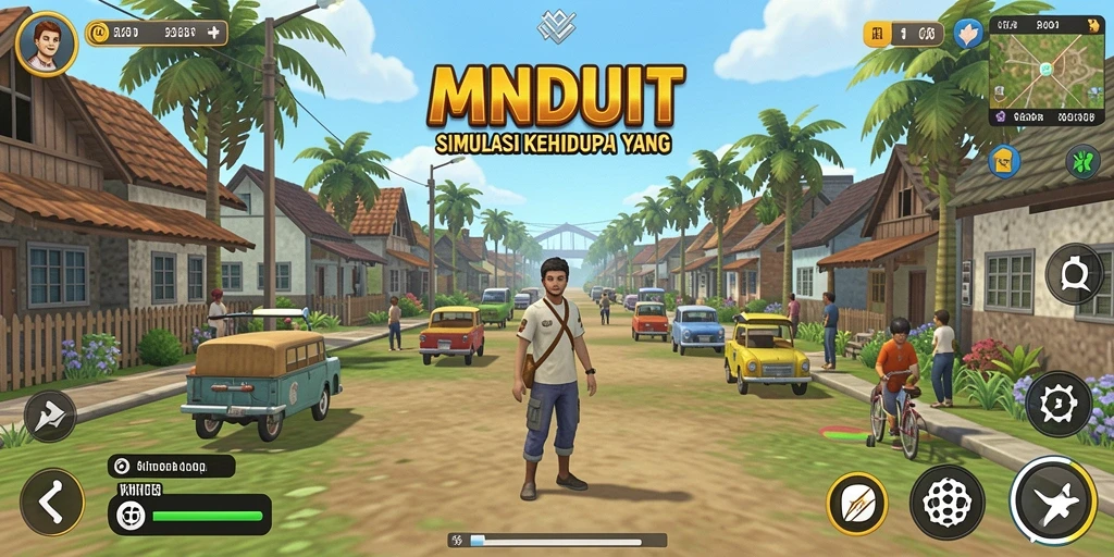 Screenshot gameplay MNDUIT yang menggambarkan interaksi karakter.