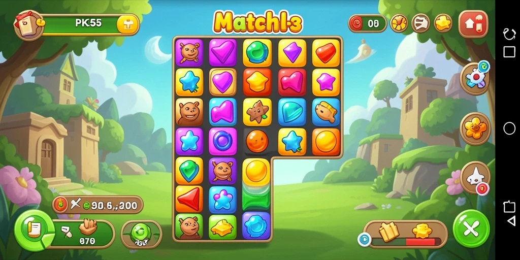 Screenshot menampilkan gameplay seru dari permainan Match-3.