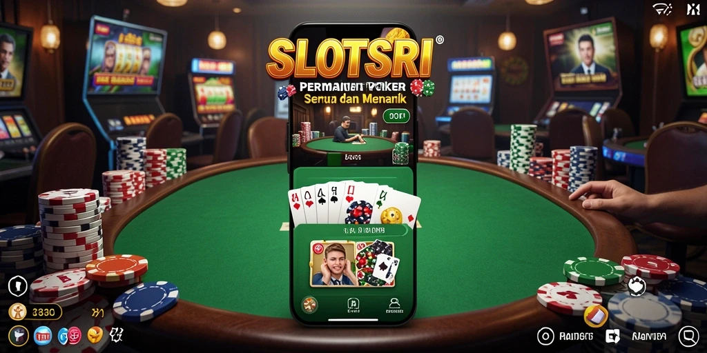 Tampilan gameplay SLOTSRI dengan aksi poker seru dan menarik.